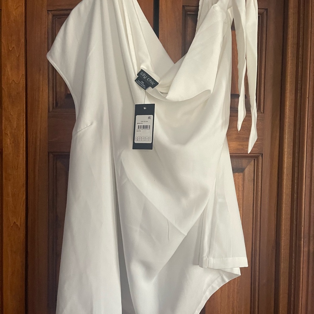 City Chic White One Shoulder Blouse